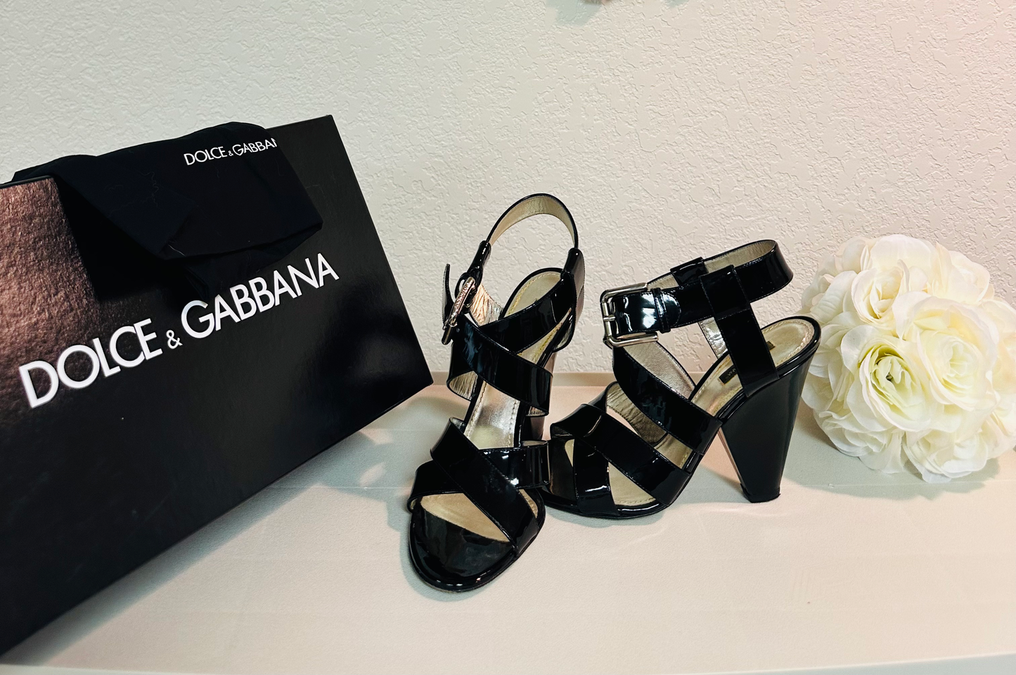 Dolce Gabbana Black Leather Sandal