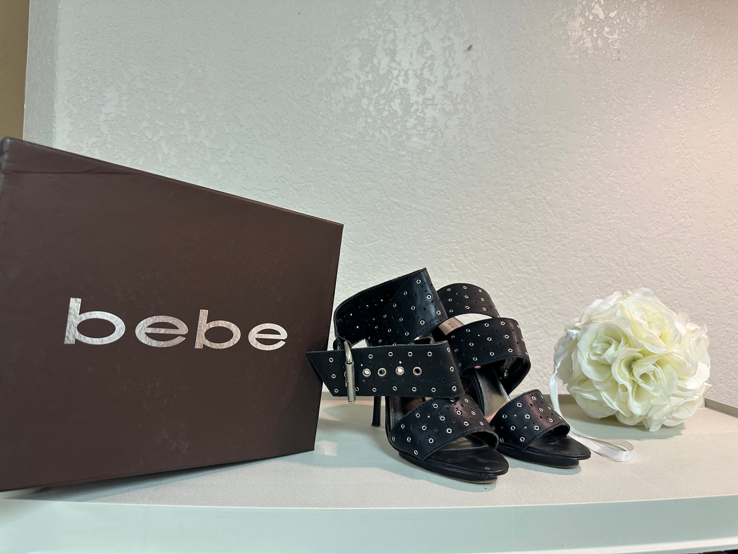 BEBE Black Leather With Grommets