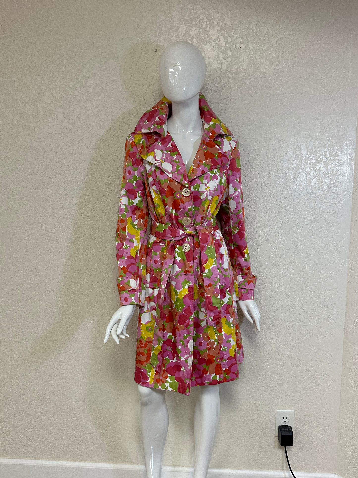 Nine West Floral Trench w/ pink lining