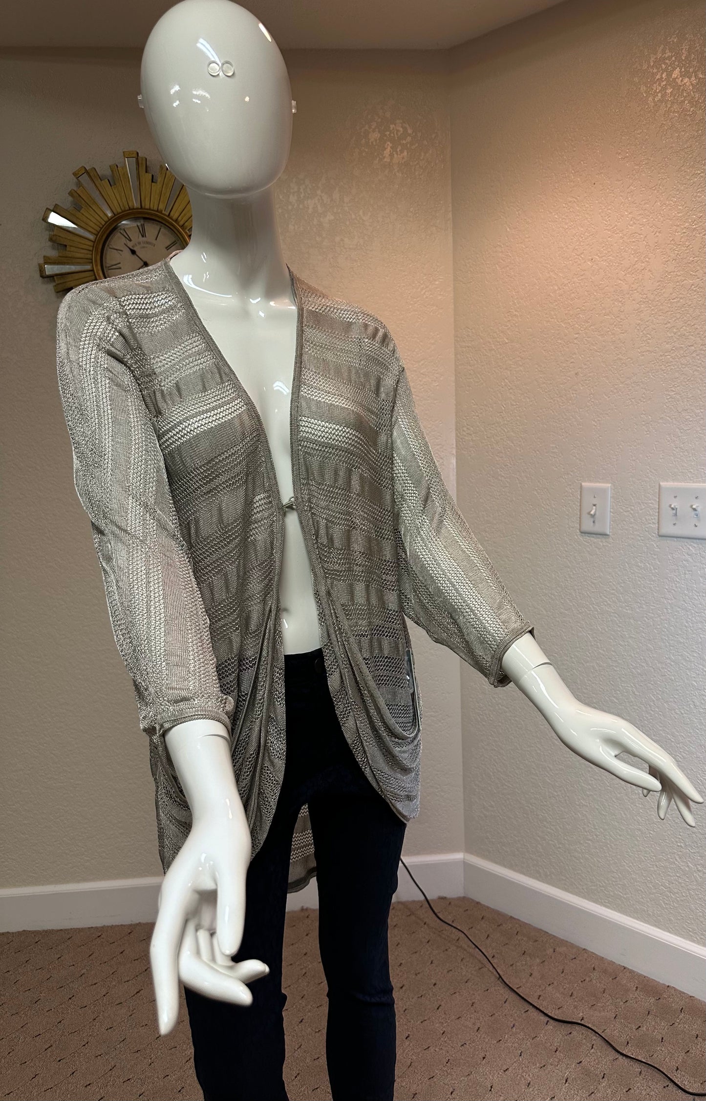 Alice & Olivia Nearly Sheer Silver Grey cardigan