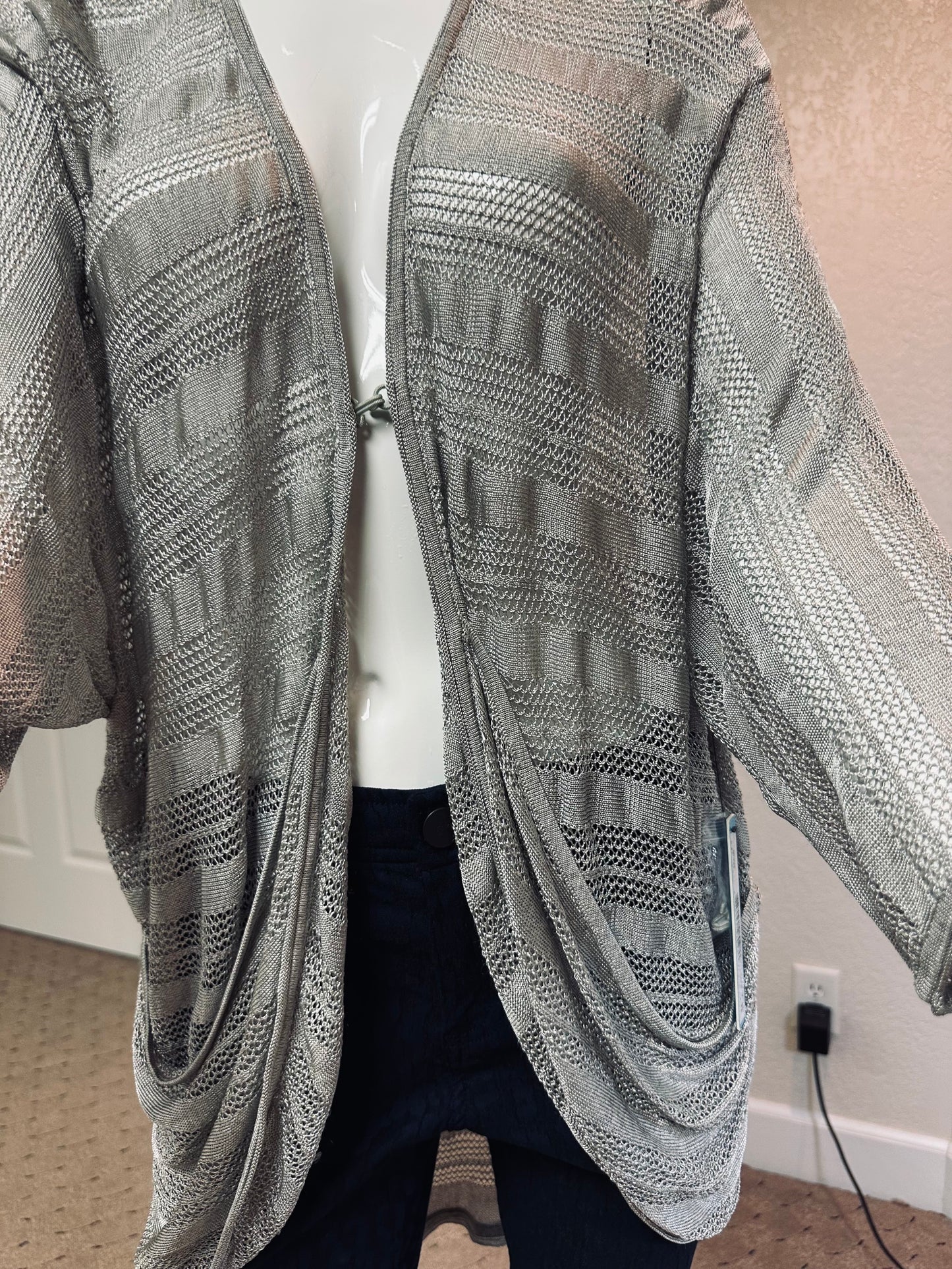 Alice & Olivia Nearly Sheer Silver Grey cardigan