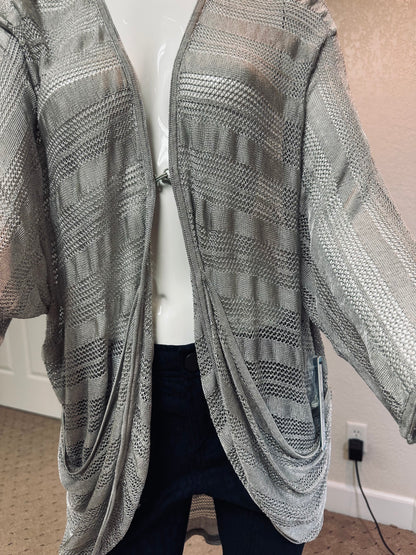 Alice & Olivia Nearly Sheer Silver Grey cardigan
