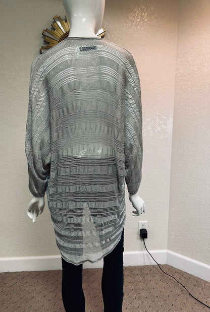 Alice & Olivia Nearly Sheer Silver Grey cardigan