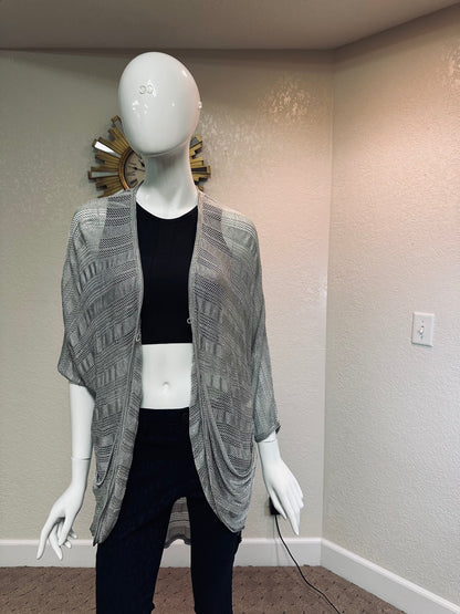 Alice & Olivia Nearly Sheer Silver Grey cardigan