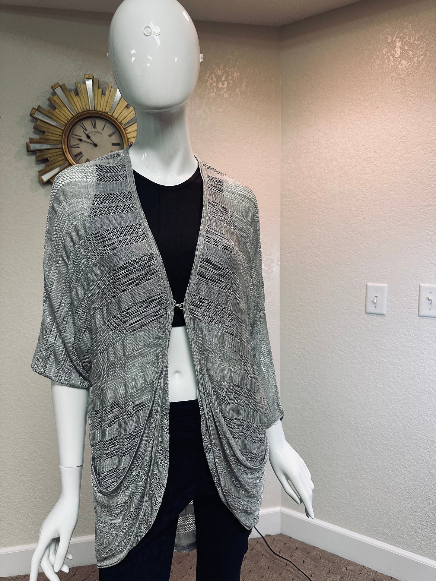 Alice & Olivia Nearly Sheer Silver Grey cardigan