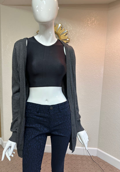 XXL Grey Cardigan W/Crocheted back