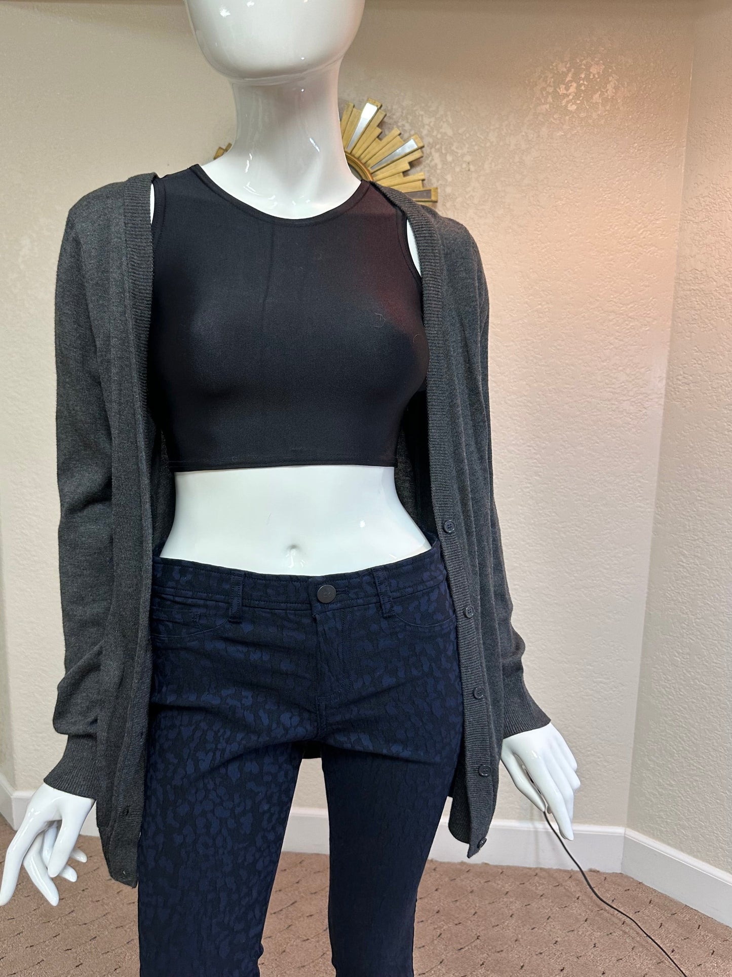 XXL Grey Cardigan W/Crocheted back