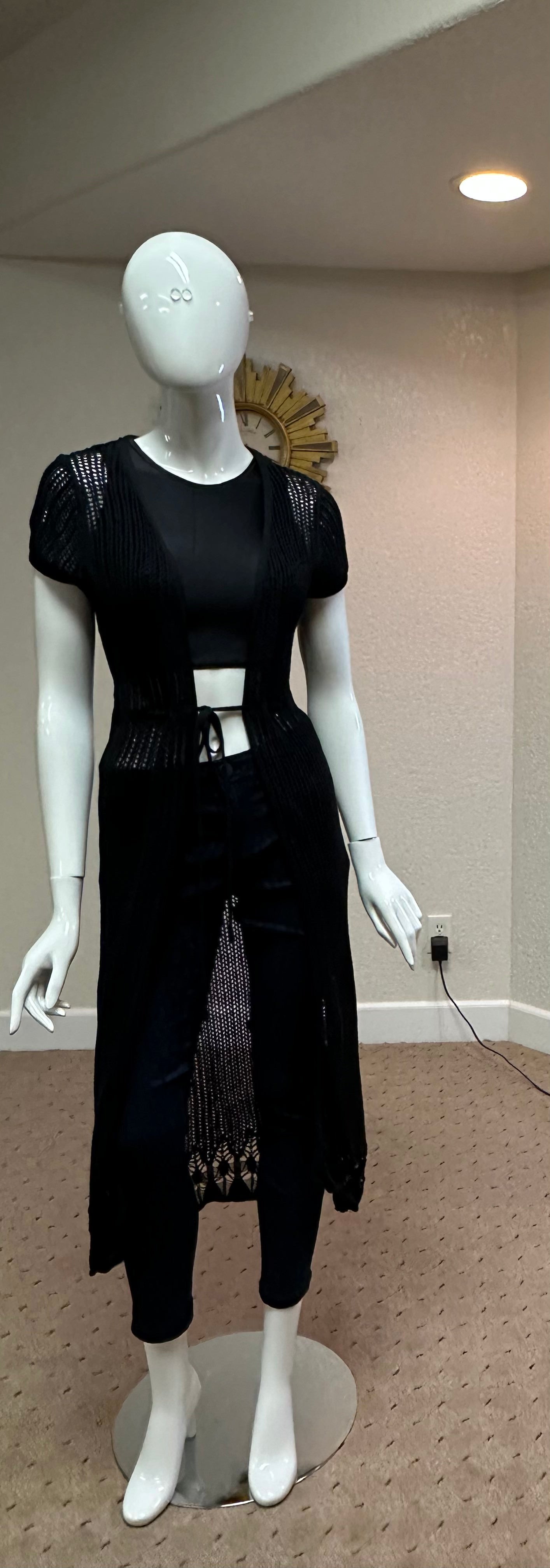 Forever XX! BIk crocheted Sheer Midi Duster