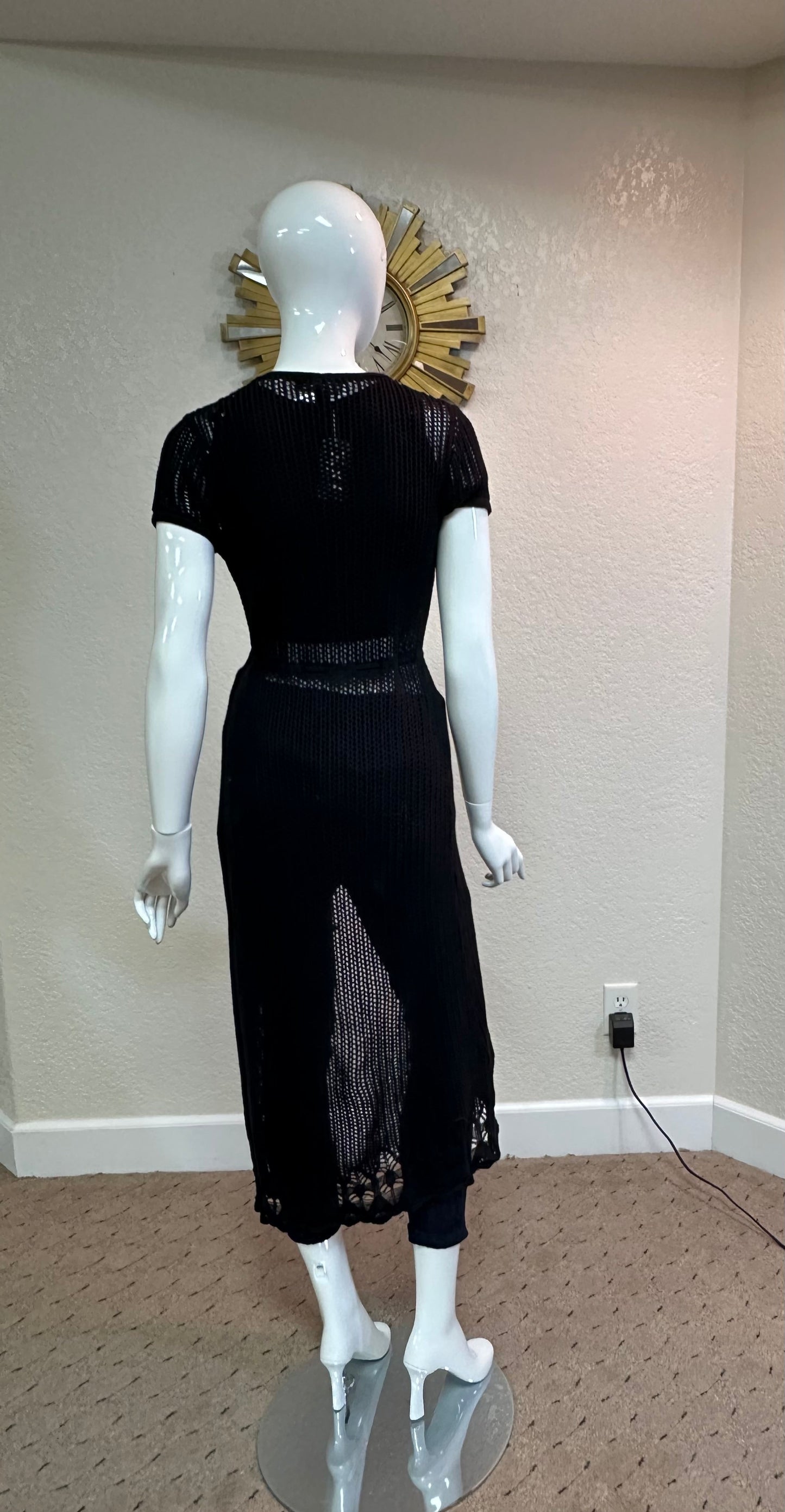 Forever XX! BIk crocheted Sheer Midi Duster