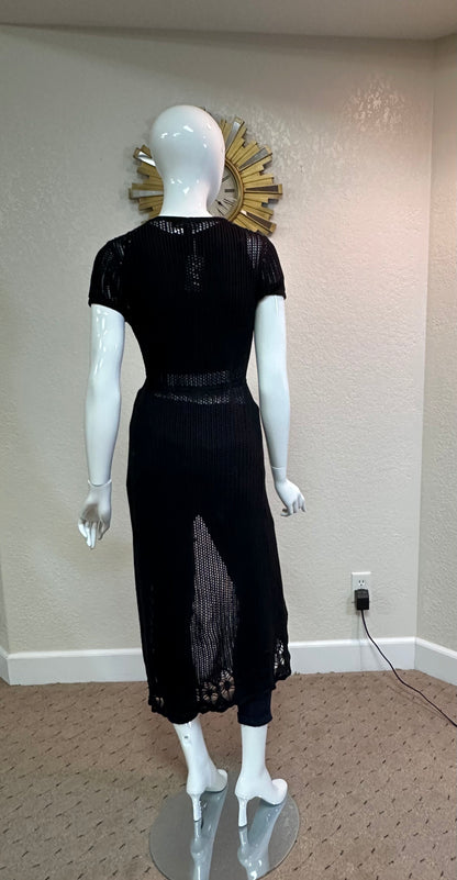 Forever XX! BIk crocheted Sheer Midi Duster