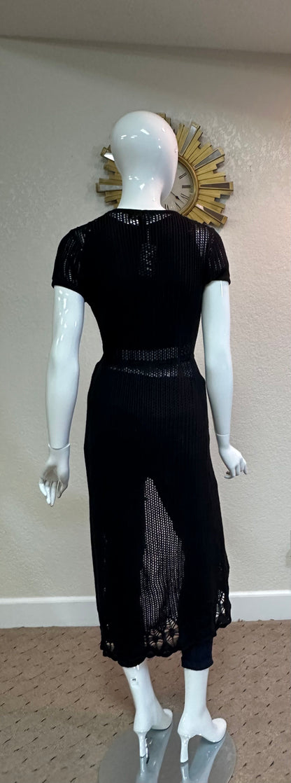 Forever XX! BIk crocheted Sheer Midi Duster