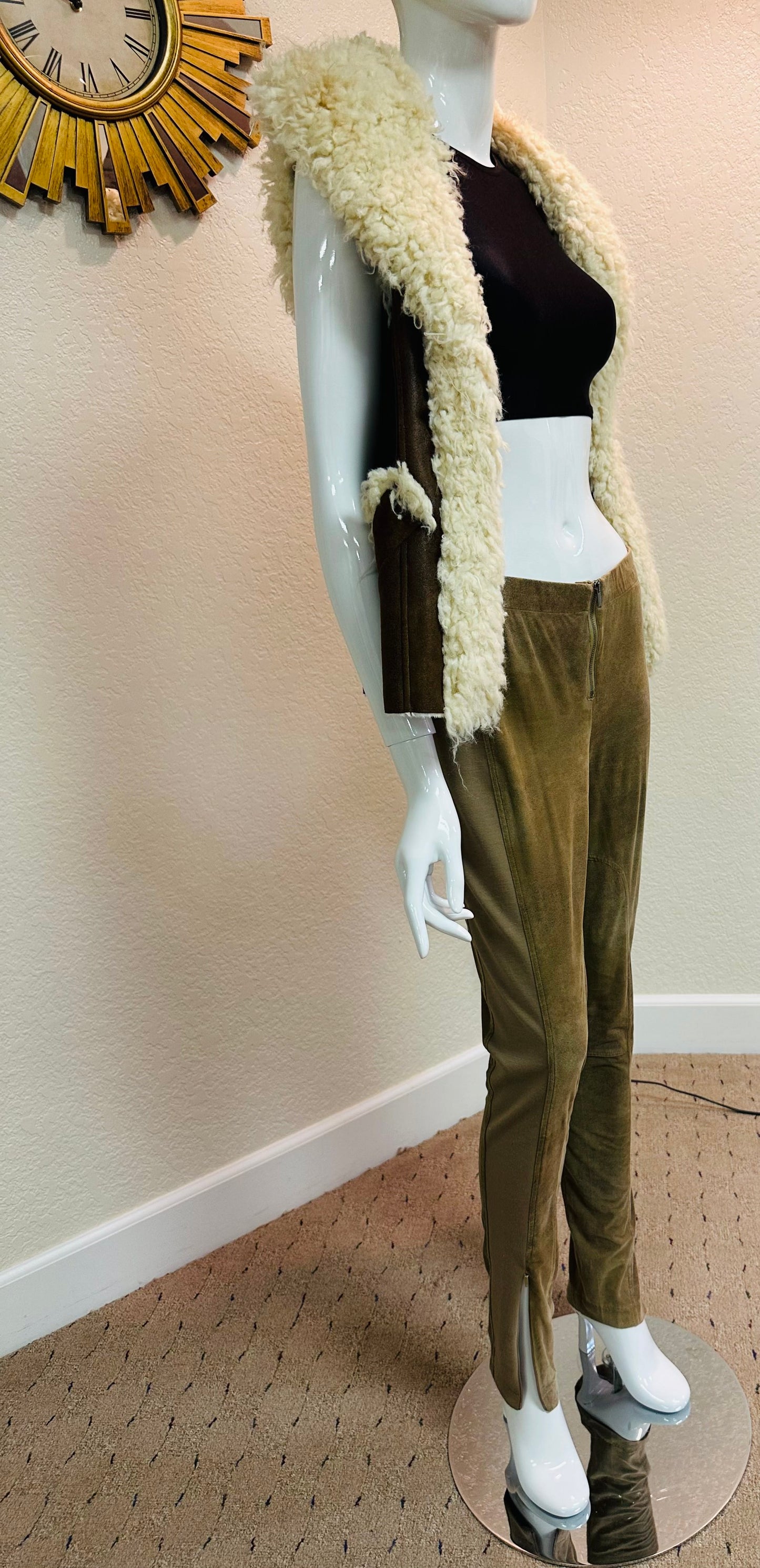 BcBg Mocha Ultra Suede Skinny with Bottom Side Slit