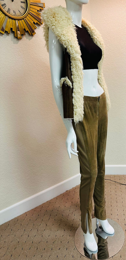 BcBg Mocha Ultra Suede Skinny with Bottom Side Slit