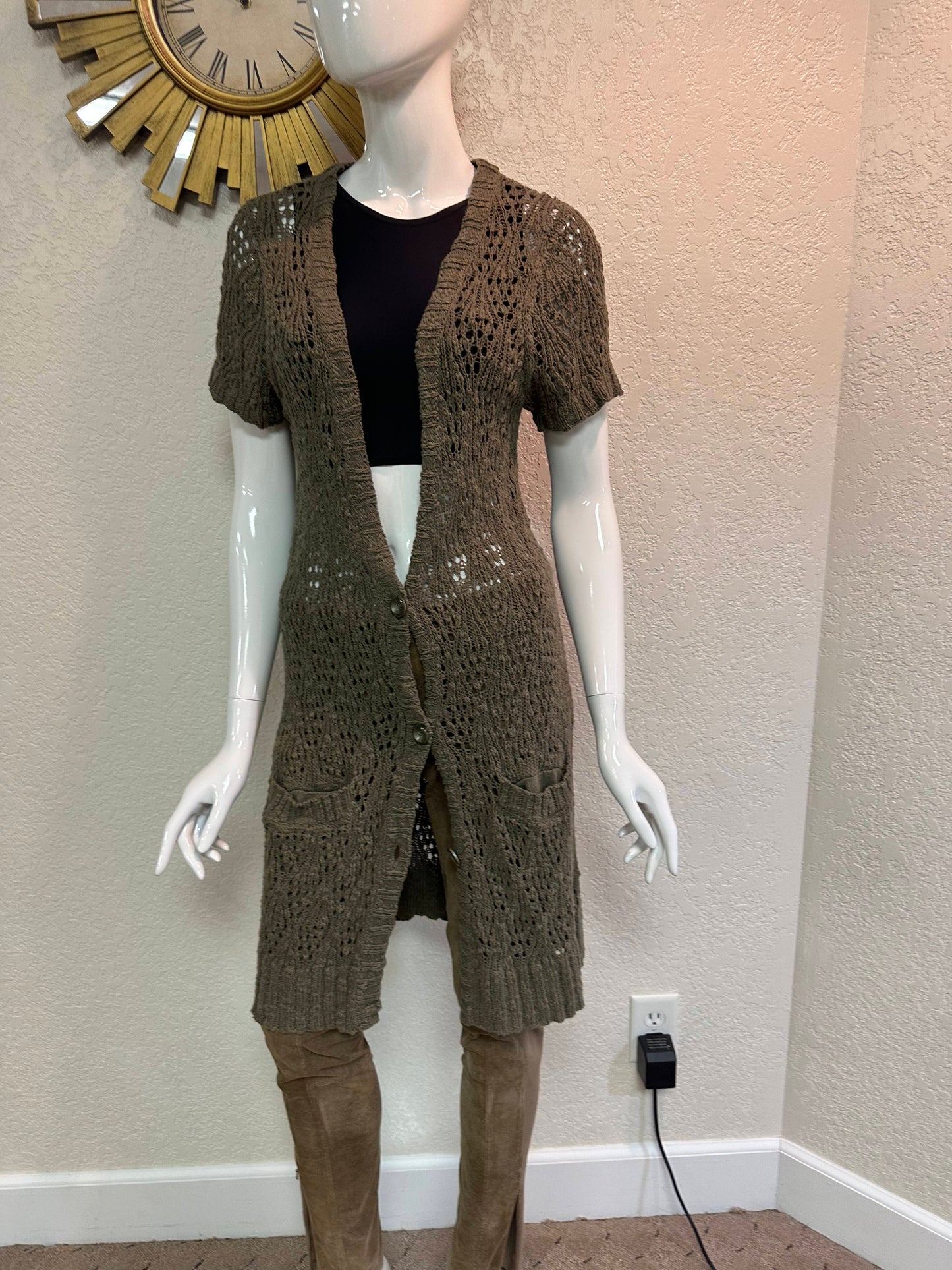 Calvin Klein Jeans Rosemary/Sage Crocheted Top