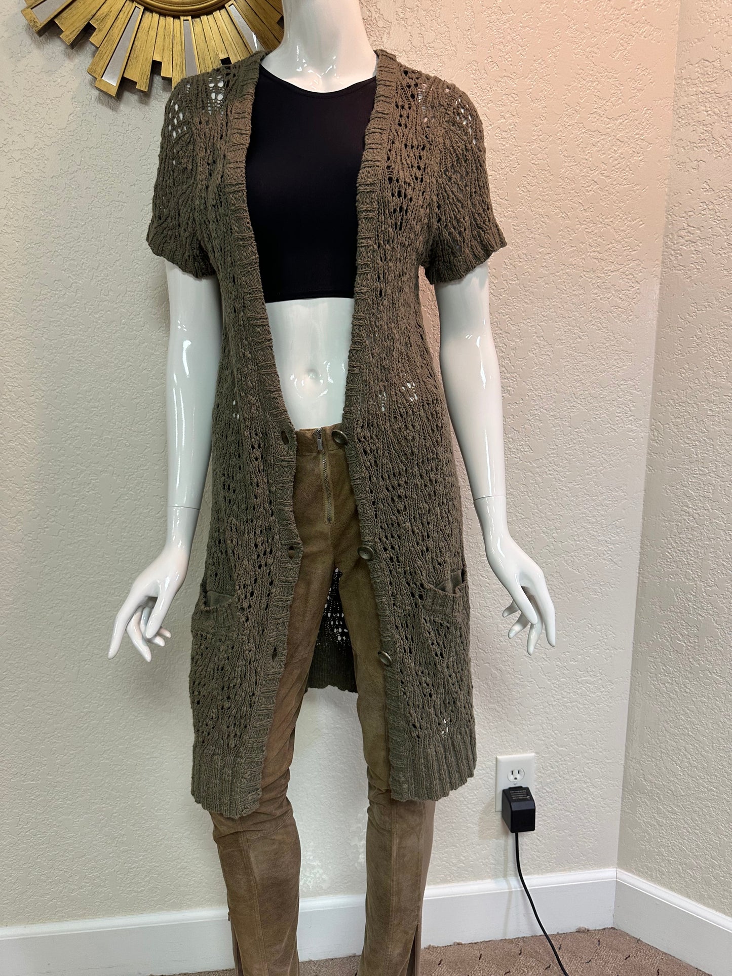 Calvin Klein Jeans Rosemary/Sage Crocheted Top