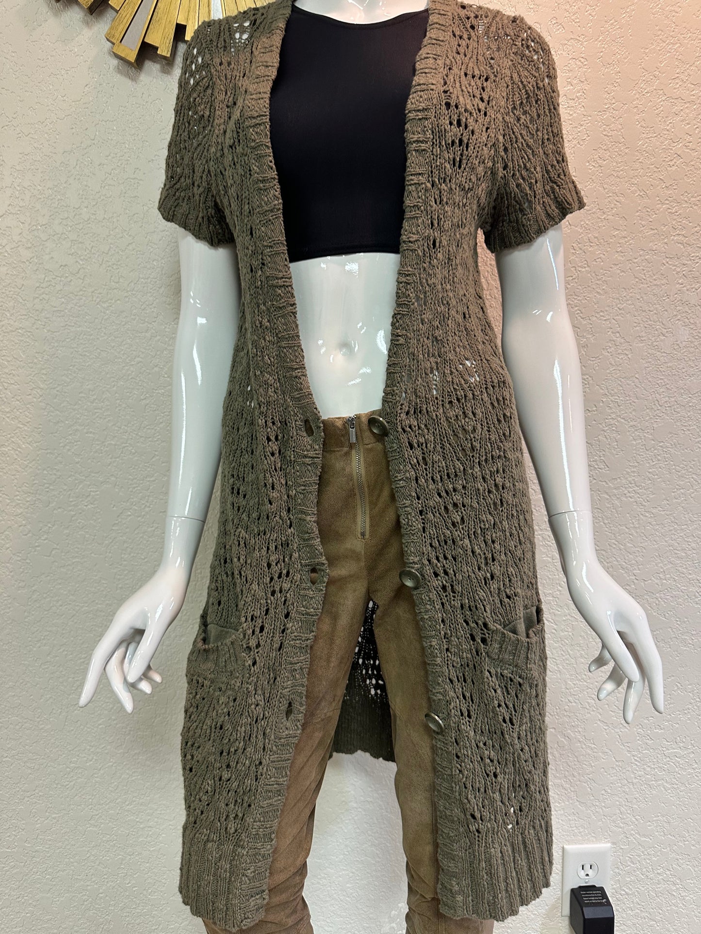 Calvin Klein Jeans Rosemary/Sage Crocheted Top