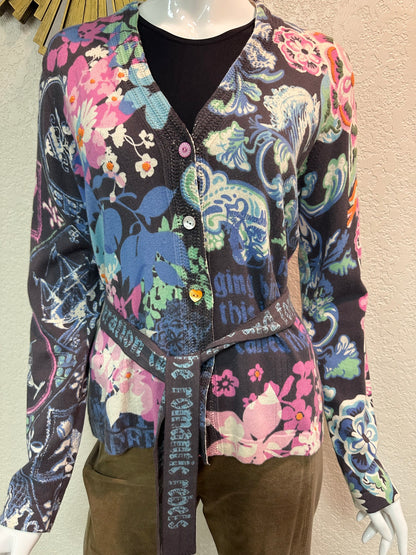 Oilily Pink and Blue “Romantic Rebel” knit top w/