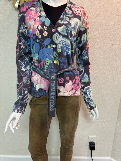 Oilily Pink and Blue “Romantic Rebel” knit top w/