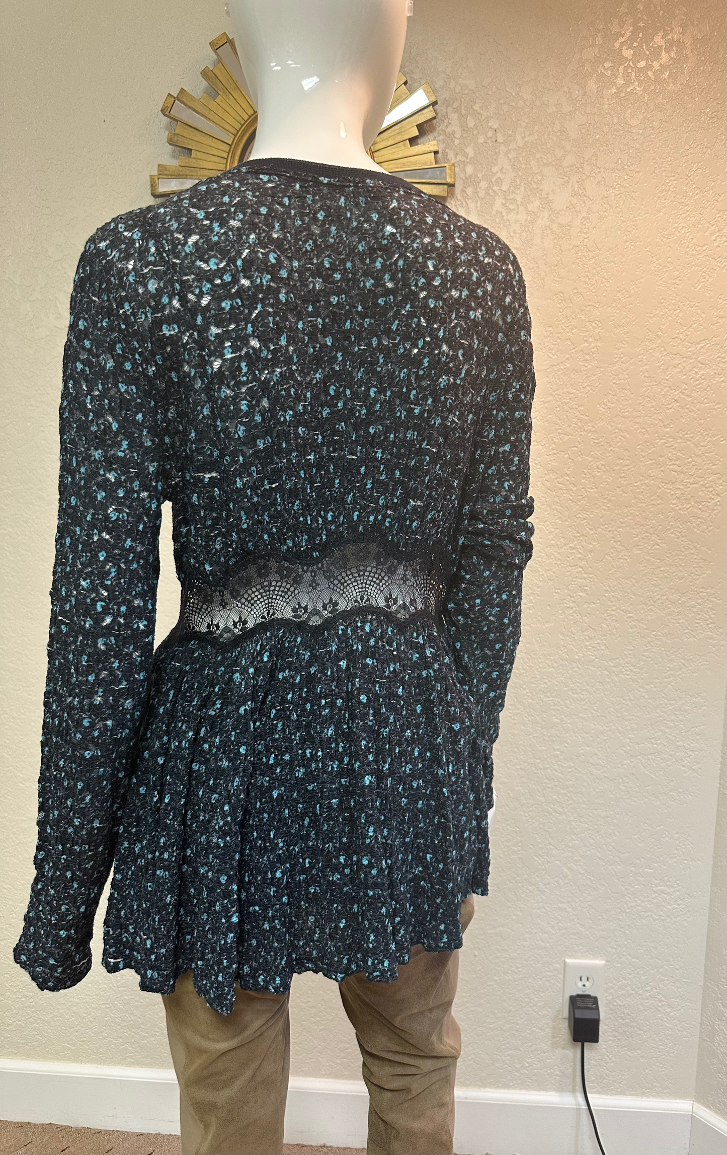 Free People Navy Combo Top w/Lace midriff