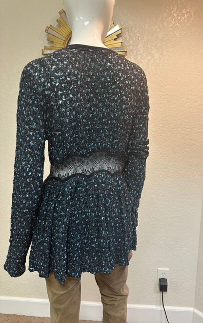 Free People Navy Combo Top w/Lace midriff