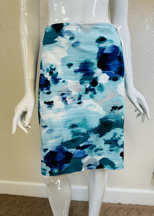 Whbm Blue/Green Multi Pencil Skirt