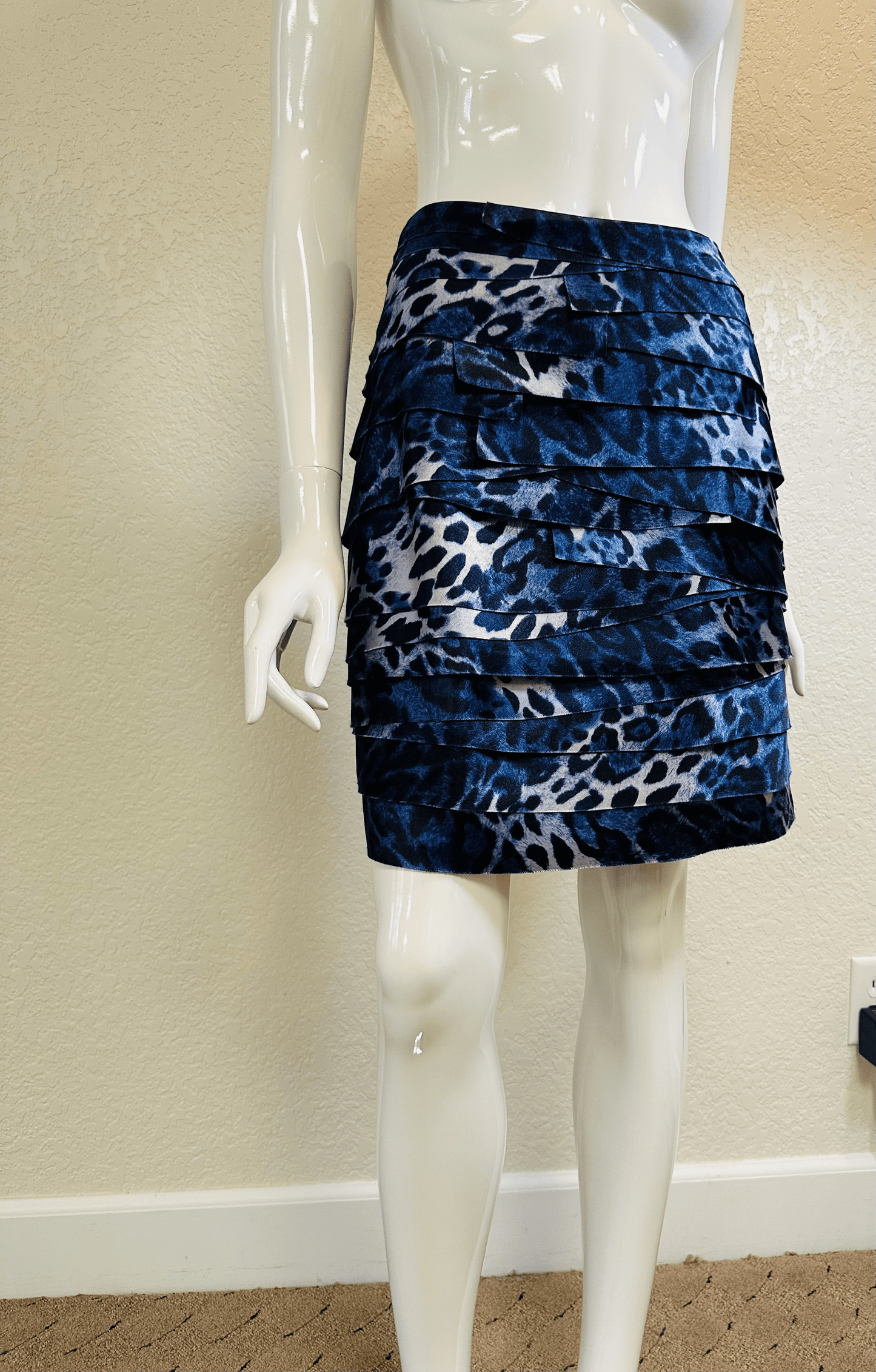 Bebe Blue Animal Print Skirt