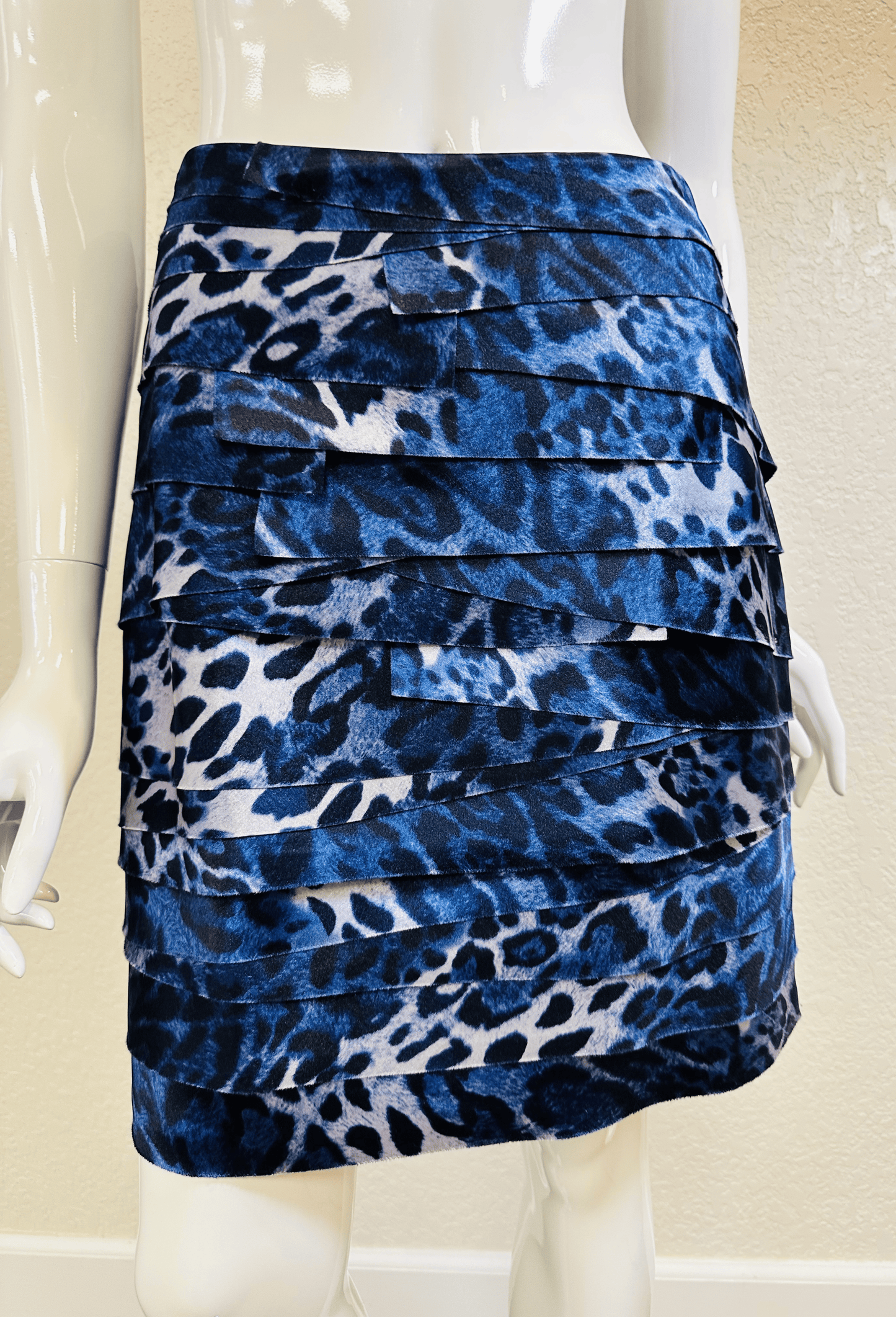 Bebe Blue Animal Print Skirt