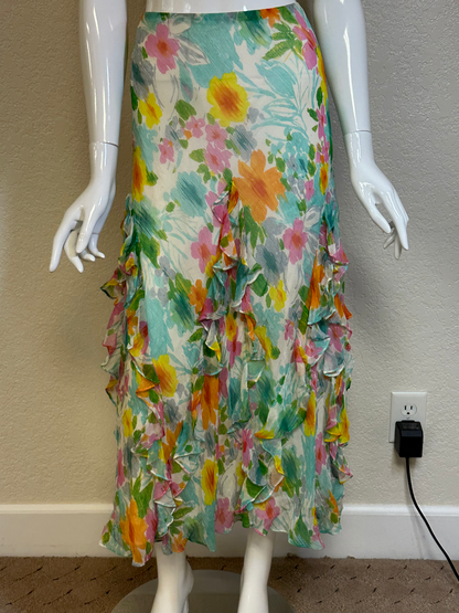 Floral Midi skirt with ruffles