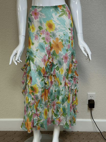 Floral Midi skirt with ruffles