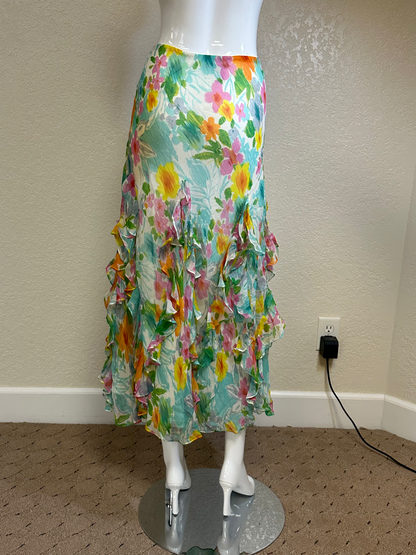 Floral Midi skirt with ruffles