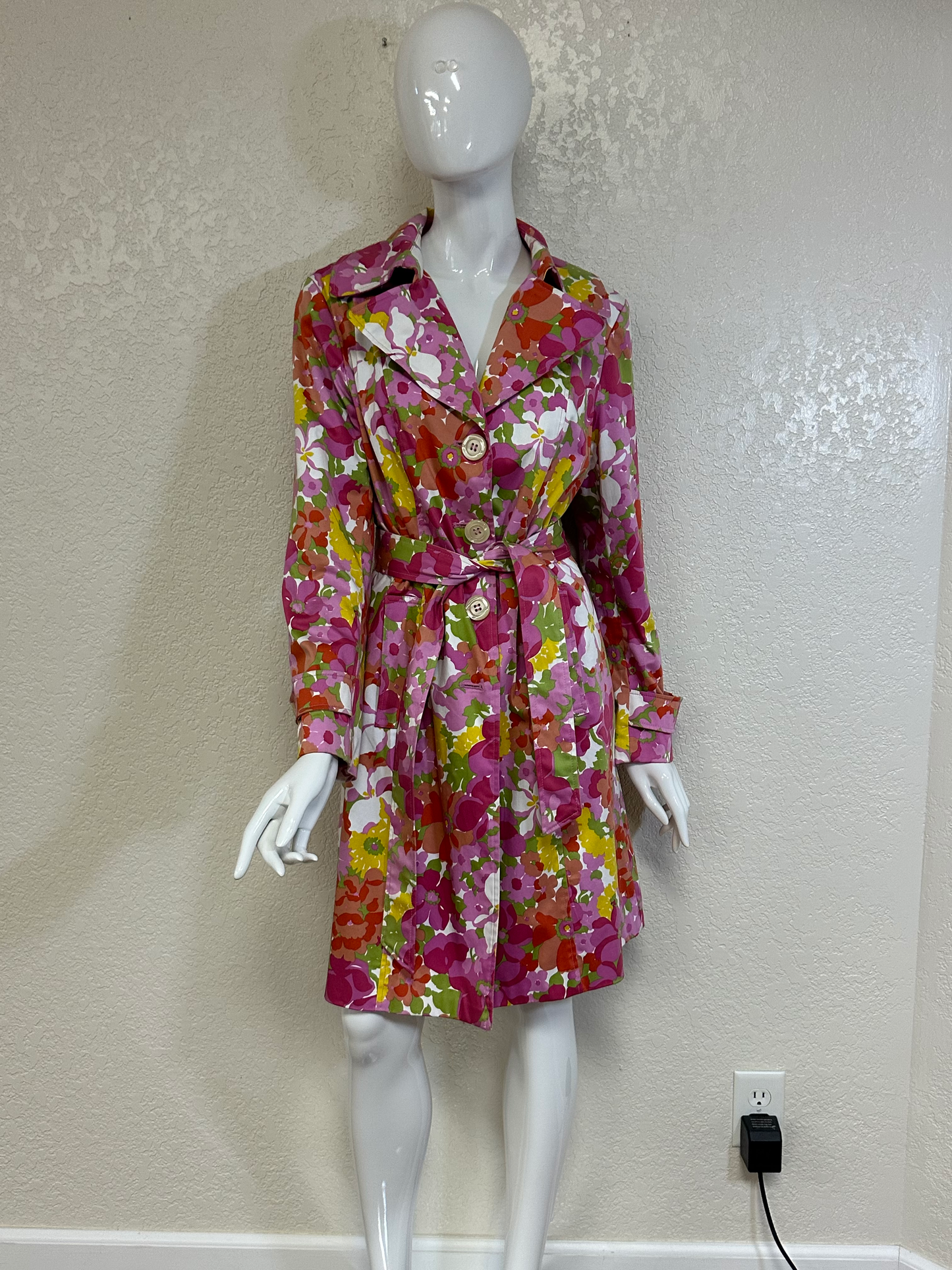Nine West Floral Trench w/ pink lining