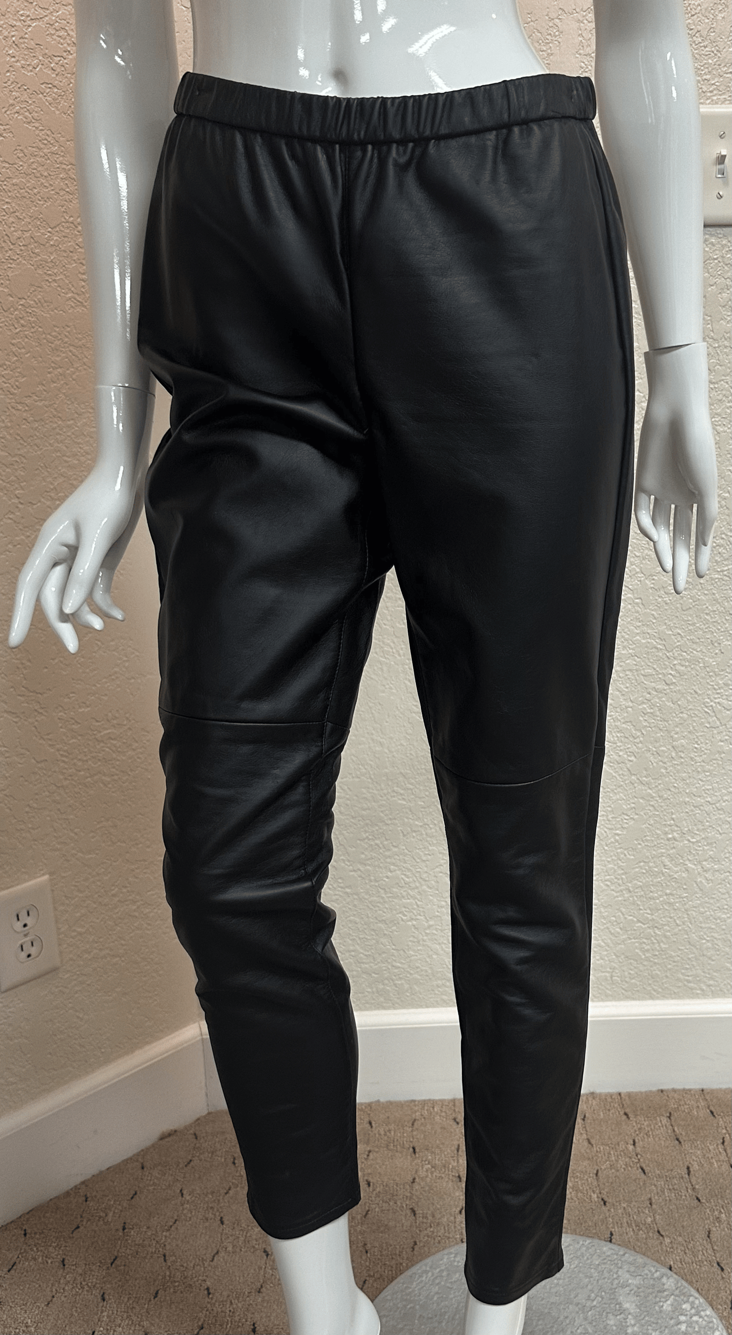 Black Straight Leg Faux Leather Pant