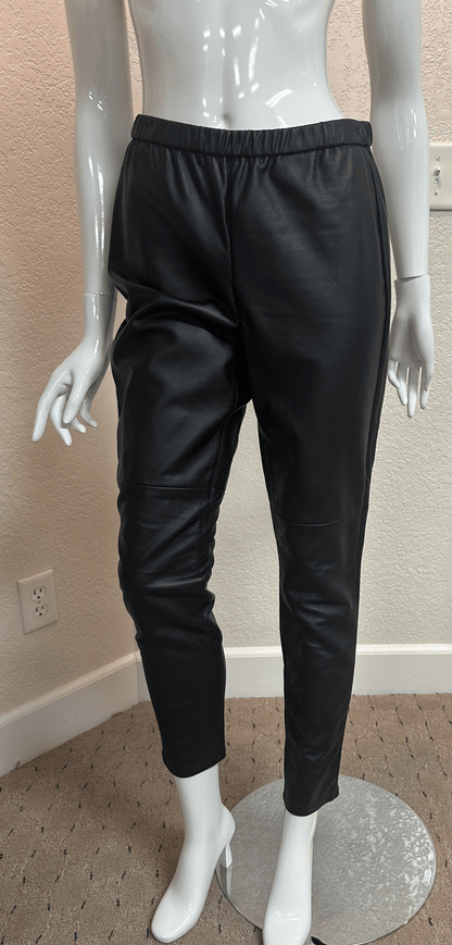 Black Straight Leg Faux Leather Pant