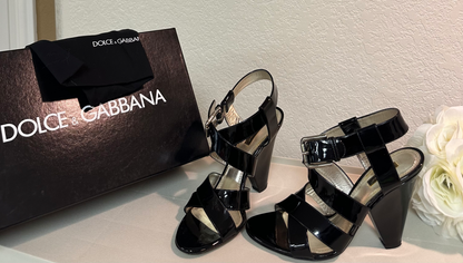 Dolce Gabbana Black Leather Sandal