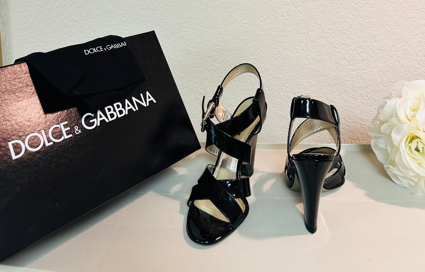 Dolce Gabbana Black Leather Sandal