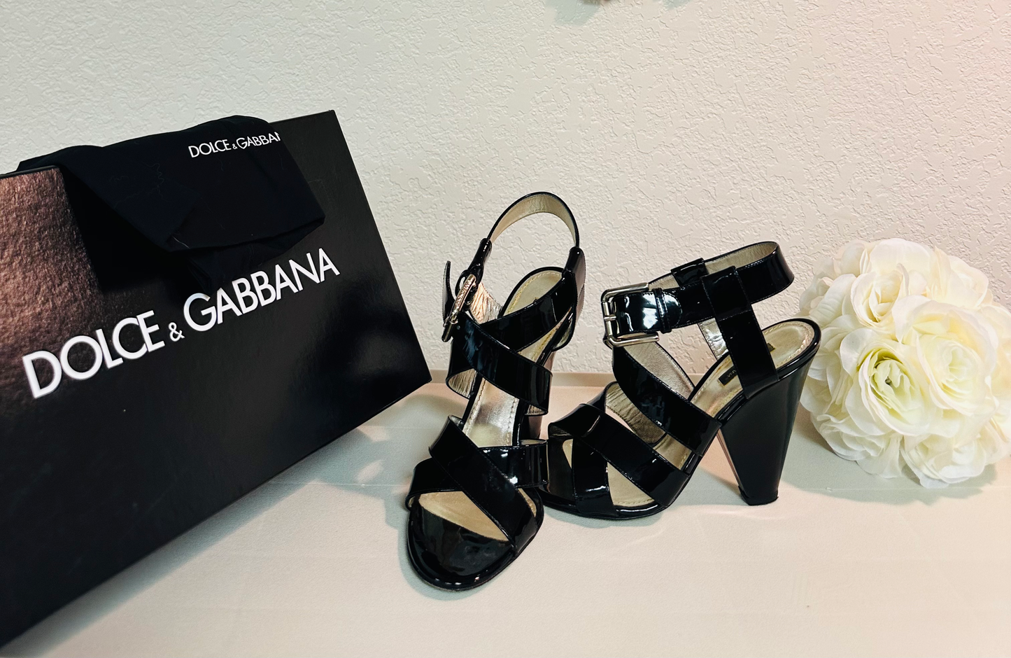 Dolce Gabbana Black Leather Sandal