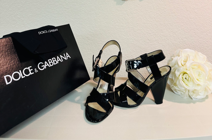 Dolce Gabbana Black Leather Sandal