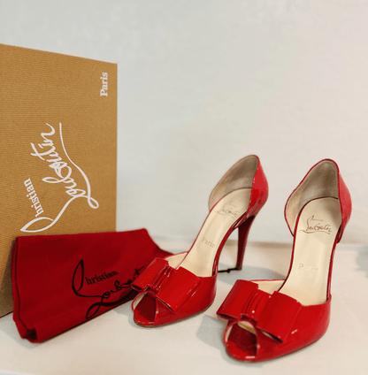 Christian Louboutin Joli Dorset Red Leather Peep Toe Pump