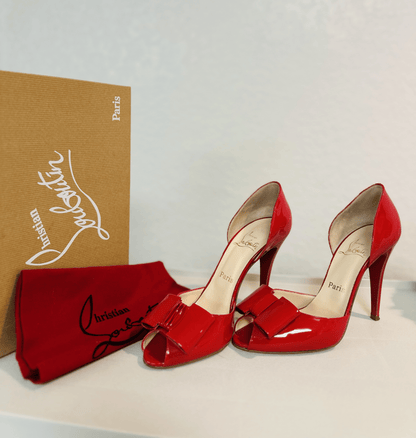 Christian Louboutin Joli Dorset Red Leather Peep Toe Pump