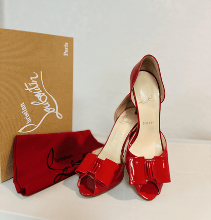 Christian Louboutin Joli Dorset Red Leather Peep Toe Pump
