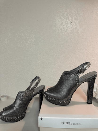 BCBG GENERATION Silver Metallic Platform Slingback