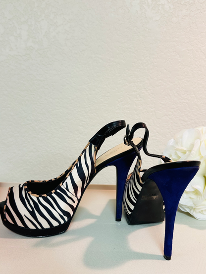 Guess Multi Zebra Print Satin Slingback