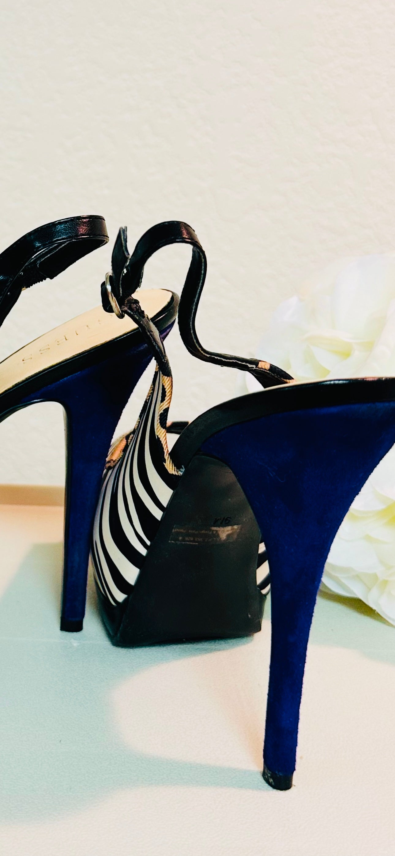 Guess Multi Zebra Print Satin Slingback