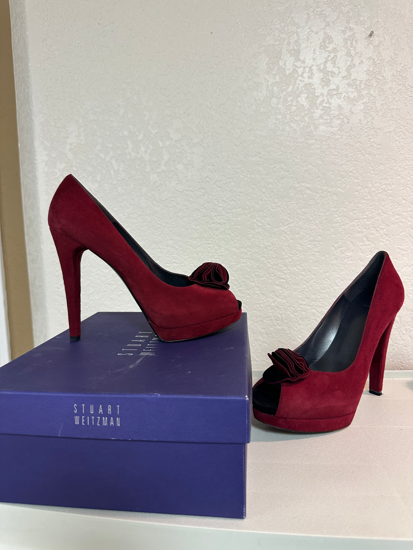 Stuart Weitzman Scarlet Suede Toe Pump