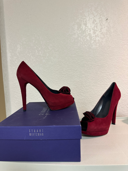 Stuart Weitzman Scarlet Suede Toe Pump