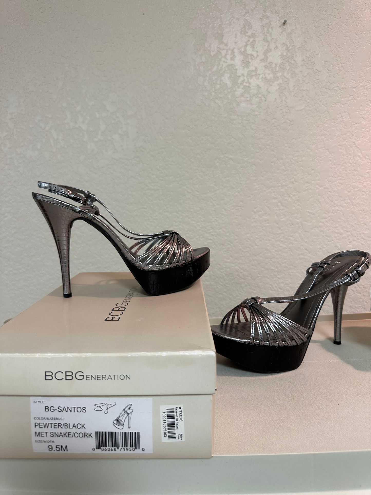 BCBGeneration Pewter Black Metallic Snake Cork