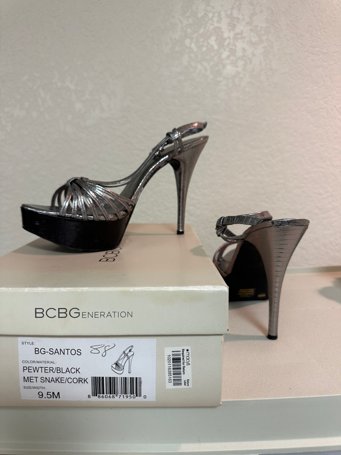 BCBGeneration Pewter Black Metallic Snake Cork