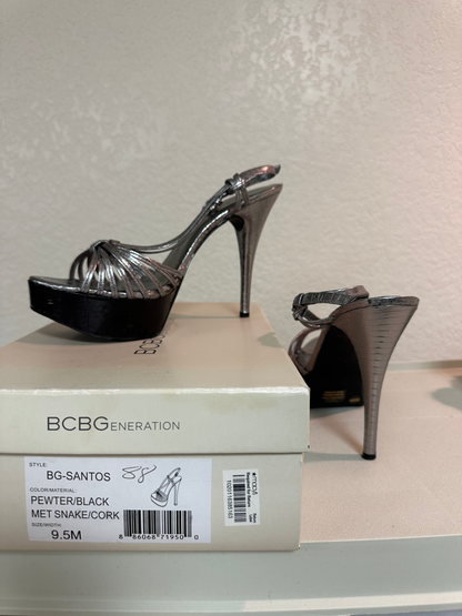 BCBGeneration Pewter Black Metallic Snake Cork