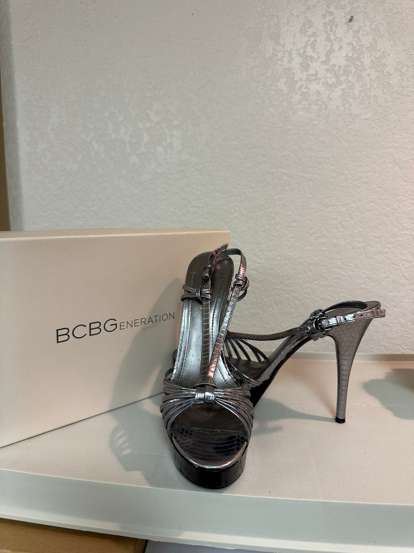 BCBGeneration Pewter Black Metallic Snake Cork