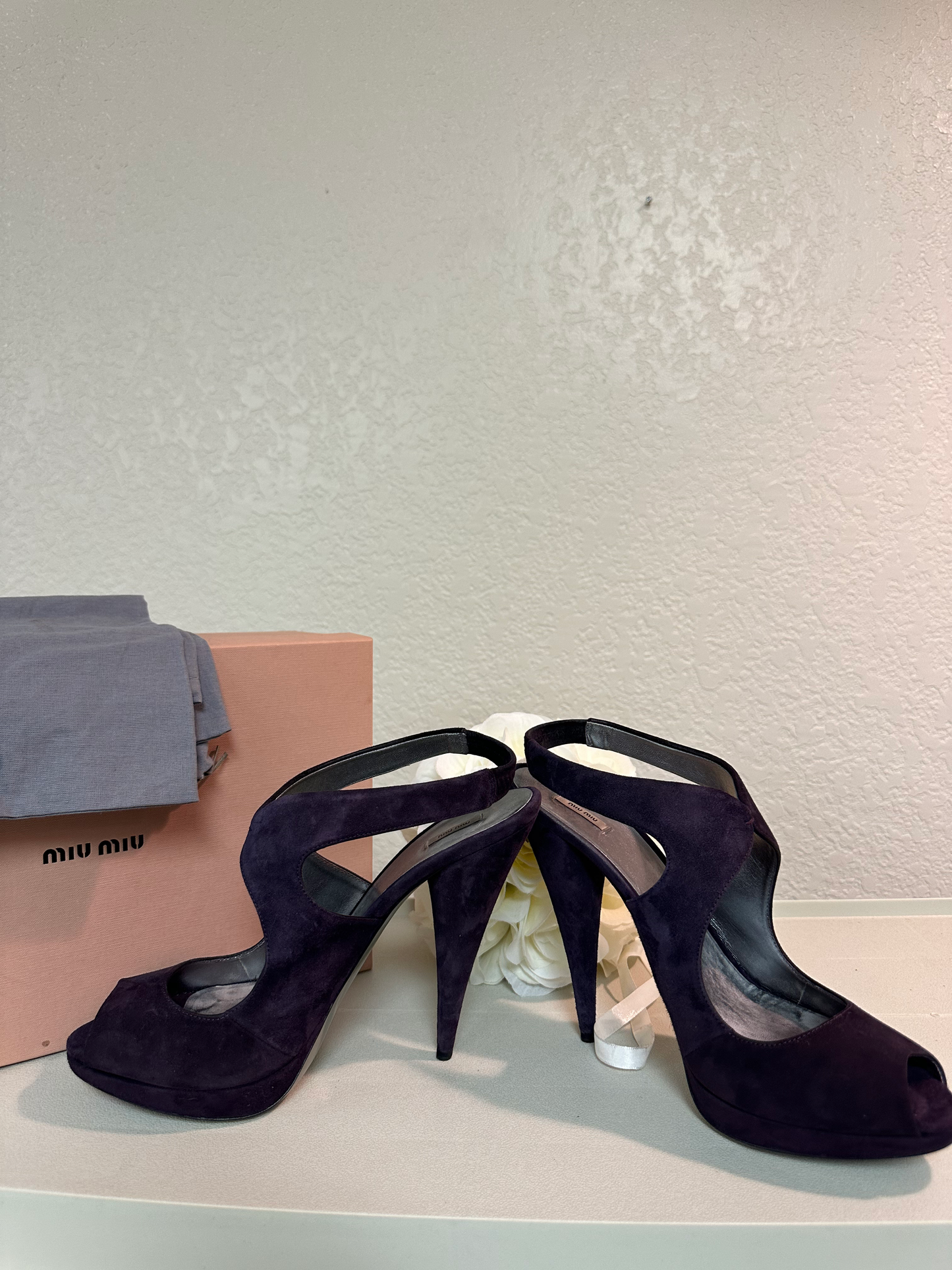 MIU MIU Grape Suede Sling Back